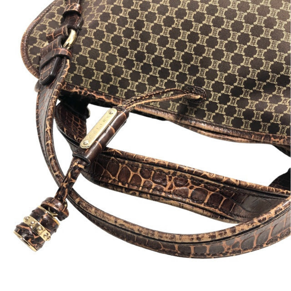 Celine Macadam Pattern Canvas Leather Tote Handba… - image 5